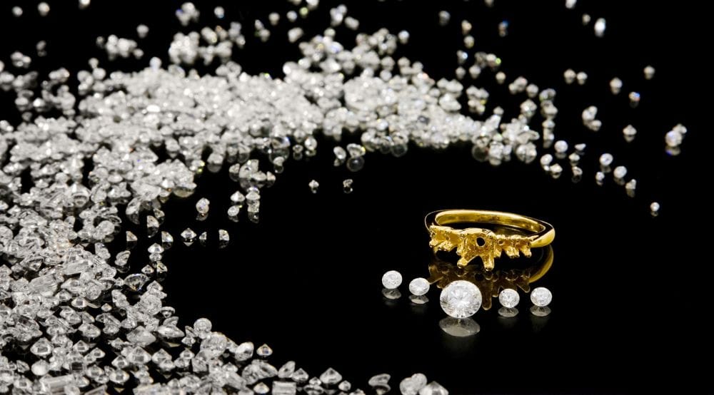 Lose kleine Diamanten Kombination mit 1 Caräter ungefasst lose vor Schmuckstück Ring
