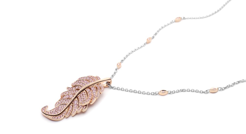 Diamantschmuck Kette Weissgold Gelbgold Anhänger Farbe Pink Diamanten Brillanten
